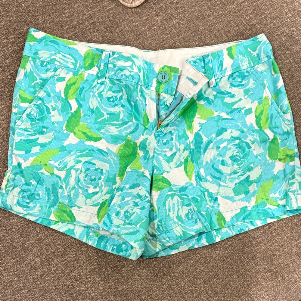 Lilly Pulitzer Aqua and Lime Floral Women's Shorts